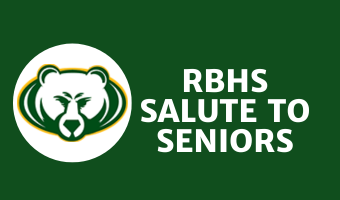  Image with text RBHS Salute to seniors in white lettering and green backbround.